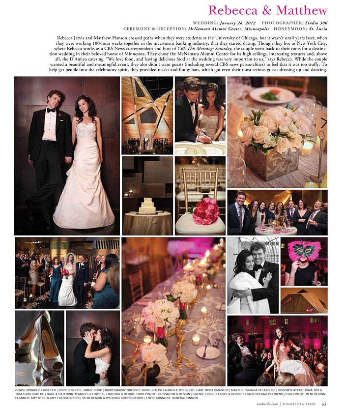 Rebecca Jarvis in Minnesota Bride Magazine 2013 - Studio 306